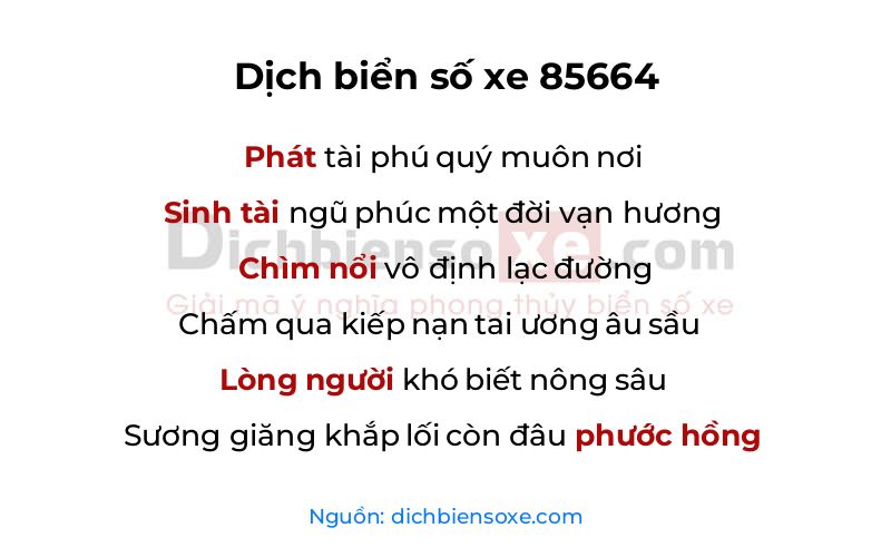 Dịch thơ biển số 85664