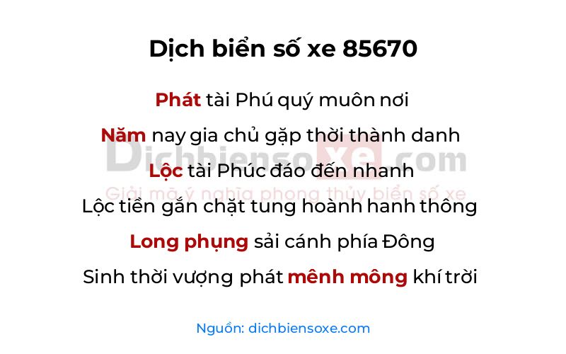 Dịch thơ biển số 85670