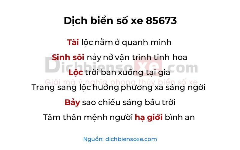 Dịch thơ biển số 85673