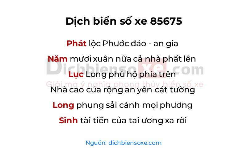 Dịch thơ biển số 85675