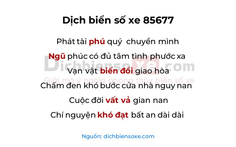 Dịch thơ biển số 85677