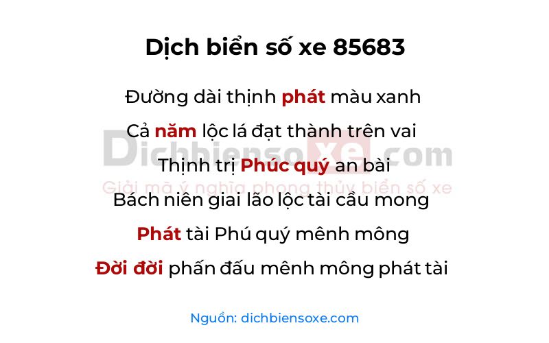 Dịch thơ biển số 85683