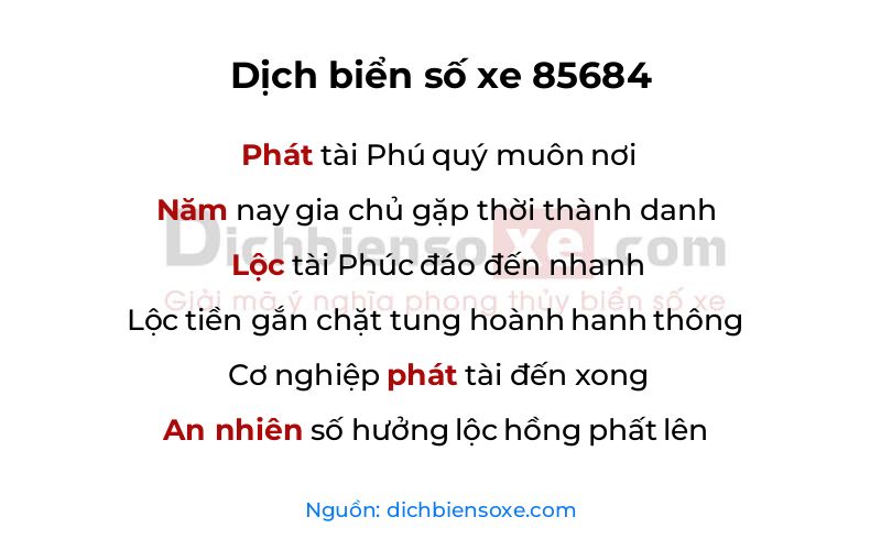 Dịch thơ biển số 85684