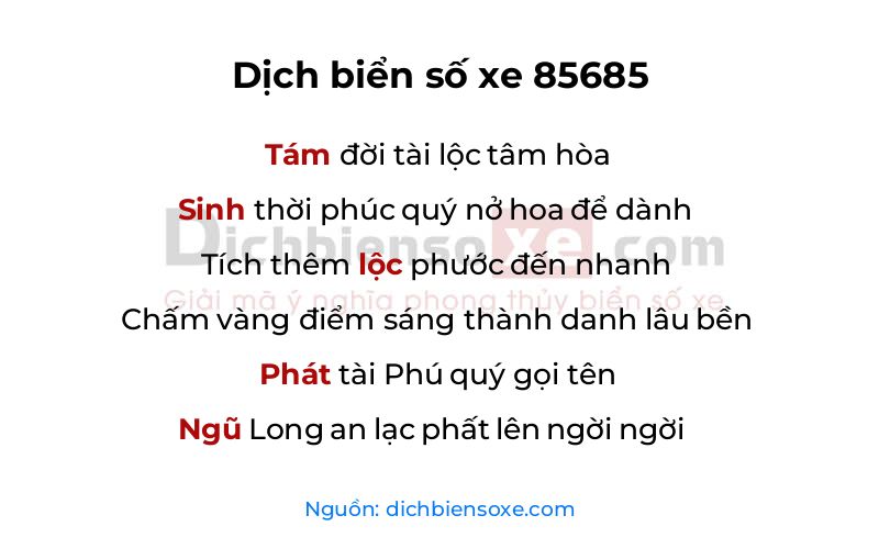 Dịch thơ biển số 85685