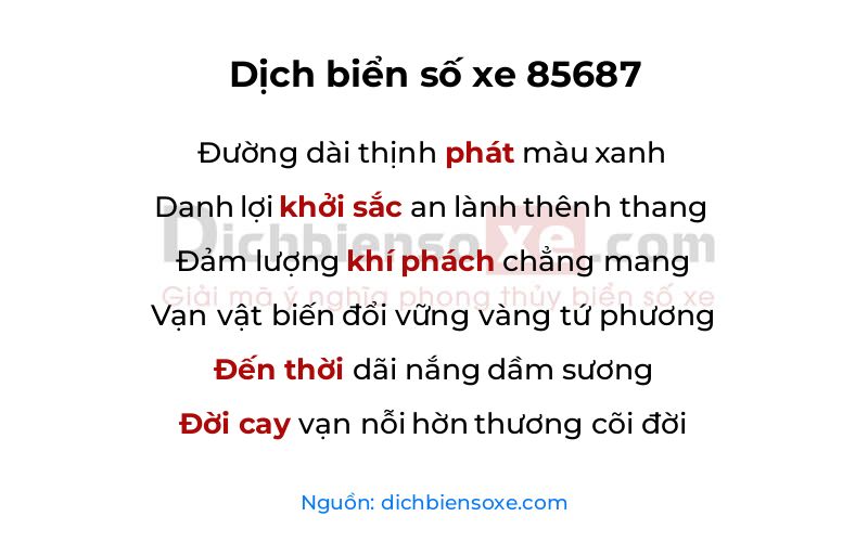 Dịch thơ biển số 85687