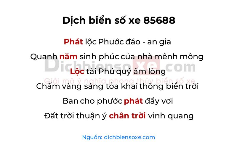 Dịch thơ biển số 85688