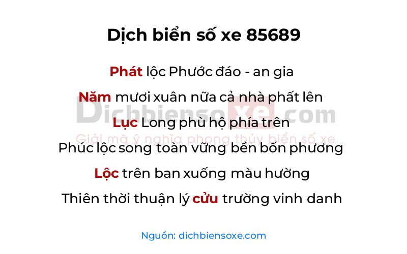 Dịch thơ biển số 85689