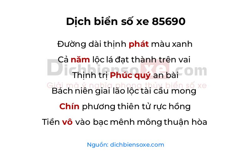Dịch thơ biển số 85690