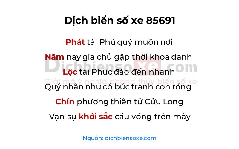 Dịch thơ biển số 85691