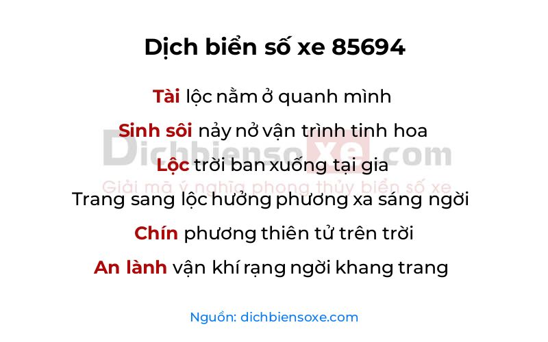 Dịch thơ biển số 85694