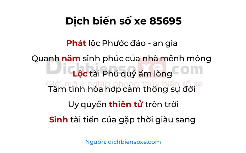 Dịch thơ biển số 85695