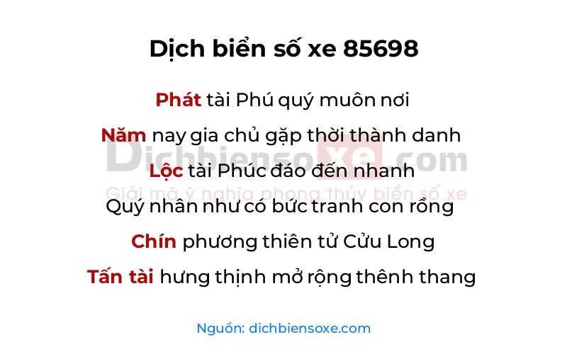 Dịch thơ biển số 85698