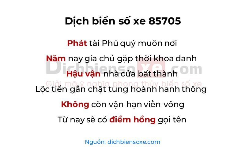 Dịch thơ biển số 85705