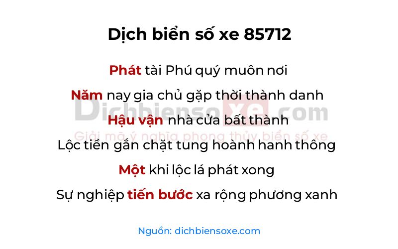 Dịch thơ biển số 85712