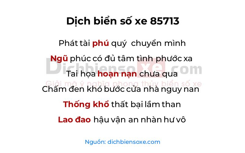 Dịch thơ biển số 85713