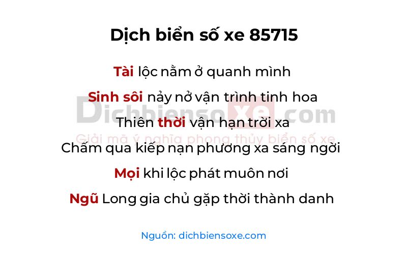 Dịch thơ biển số 85715
