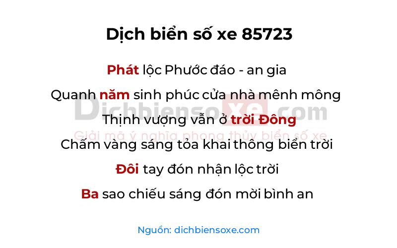 Dịch thơ biển số 85723