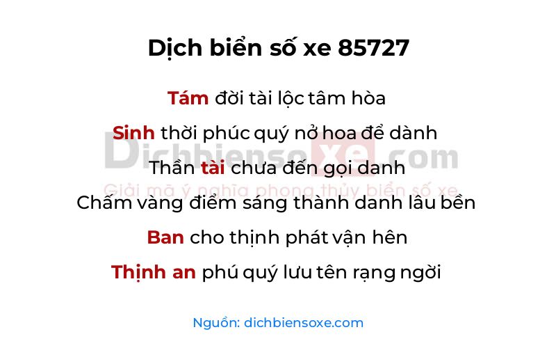 Dịch thơ biển số 85727
