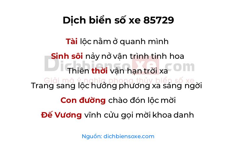 Dịch thơ biển số 85729