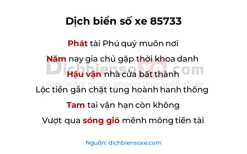 Dịch thơ biển số 85733