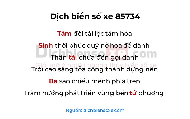 Dịch thơ biển số 85734