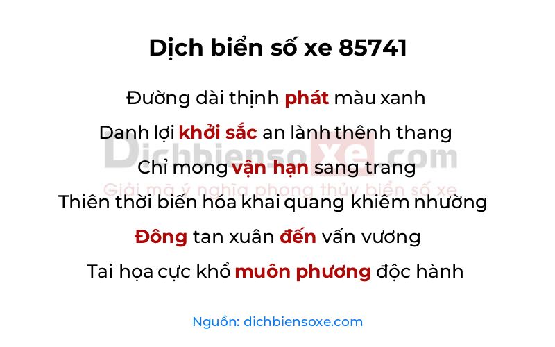 Dịch thơ biển số 85741