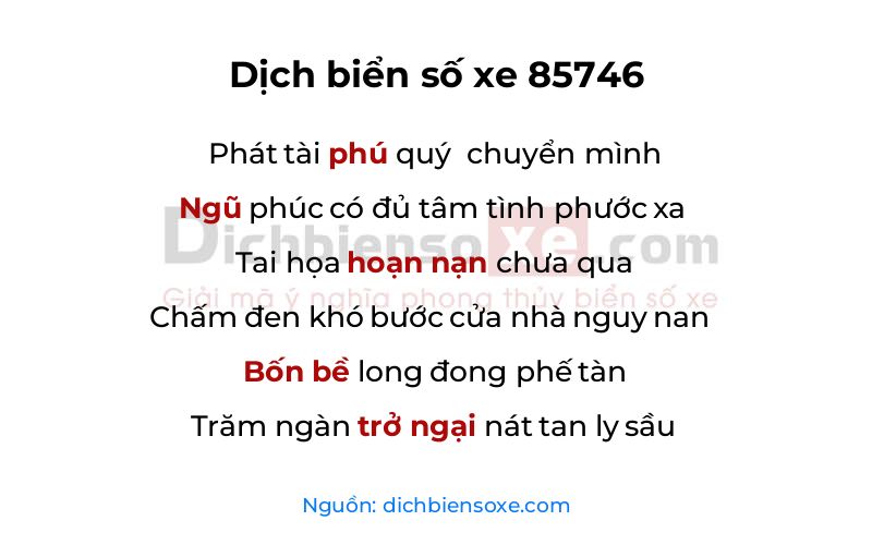 Dịch thơ biển số 85746