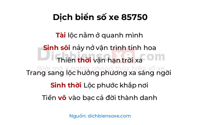 Dịch thơ biển số 85750