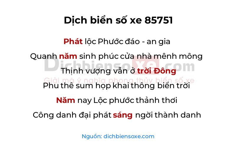 Dịch thơ biển số 85751