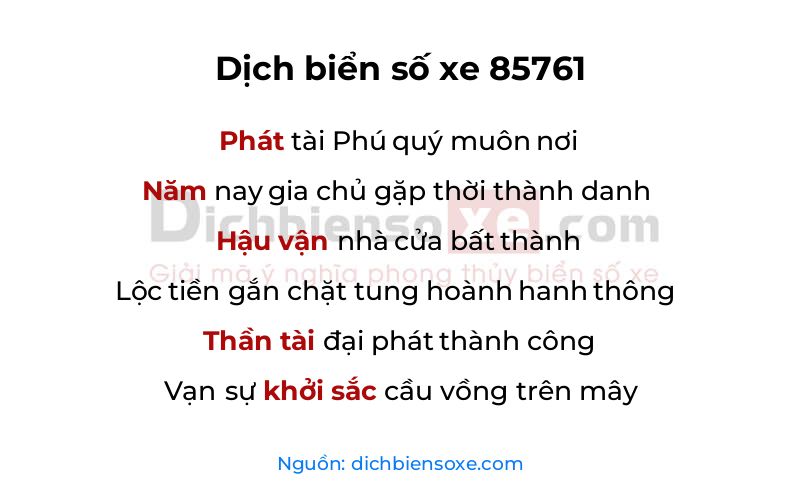 Dịch thơ biển số 85761