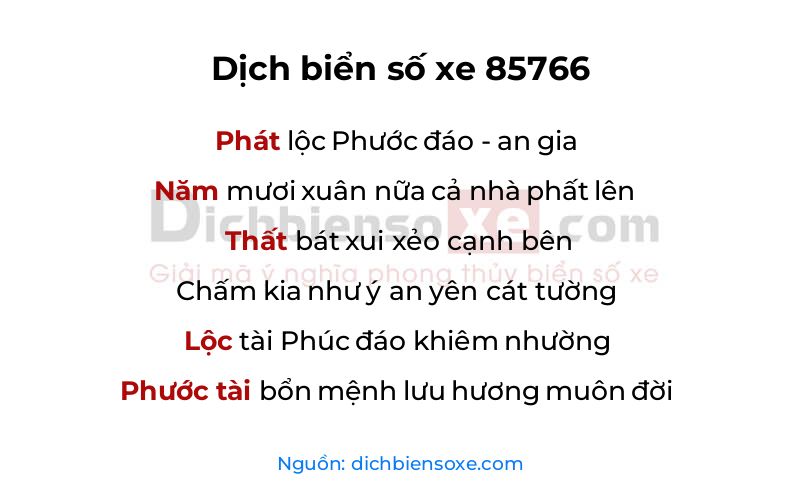 Dịch thơ biển số 85766