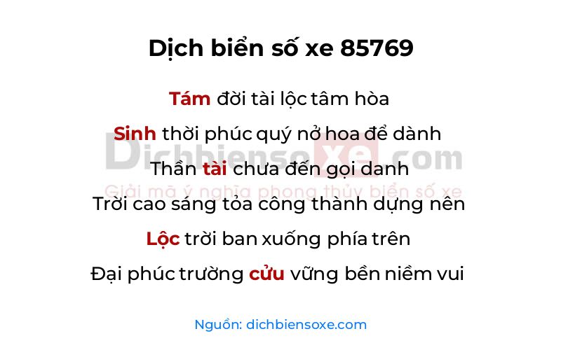 Dịch thơ biển số 85769