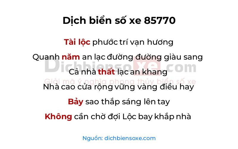 Dịch thơ biển số 85770