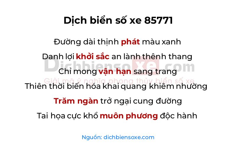 Dịch thơ biển số 85771