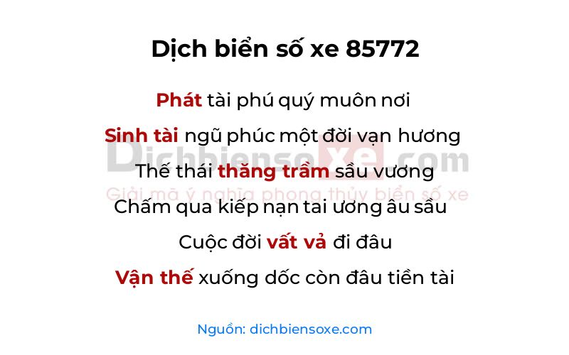 Dịch thơ biển số 85772