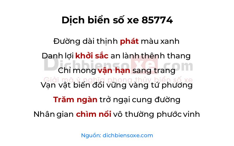 Dịch thơ biển số 85774