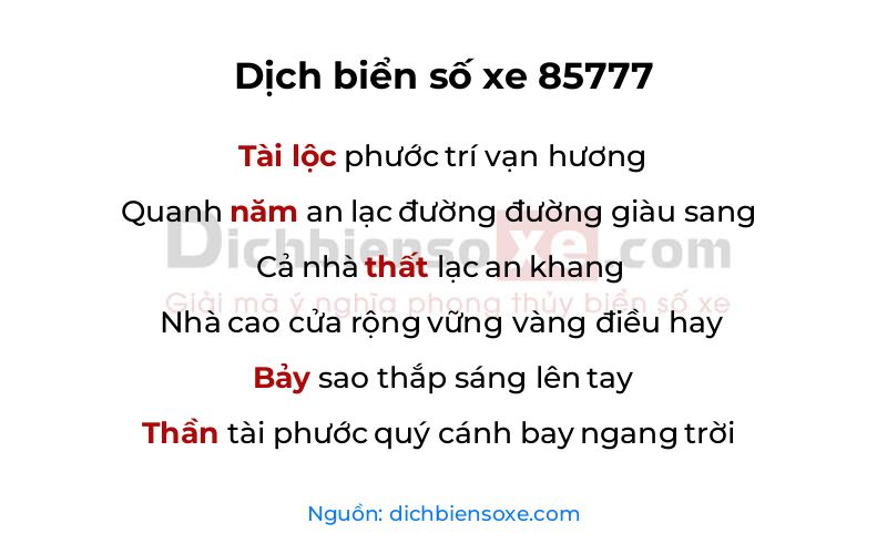 Dịch thơ biển số 85777