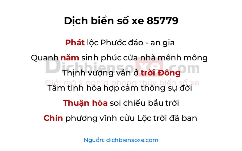 Dịch thơ biển số 85779