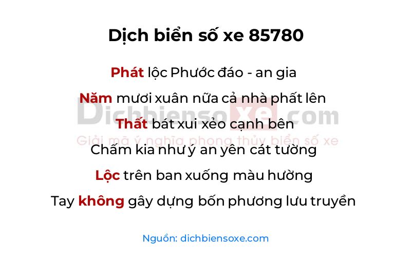 Dịch thơ biển số 85780