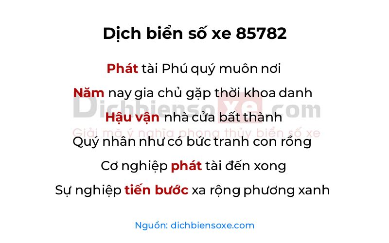 Dịch thơ biển số 85782