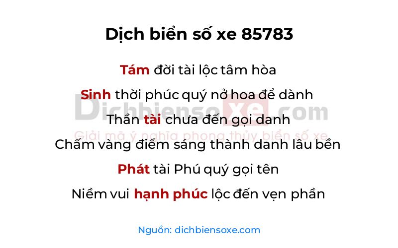 Dịch thơ biển số 85783