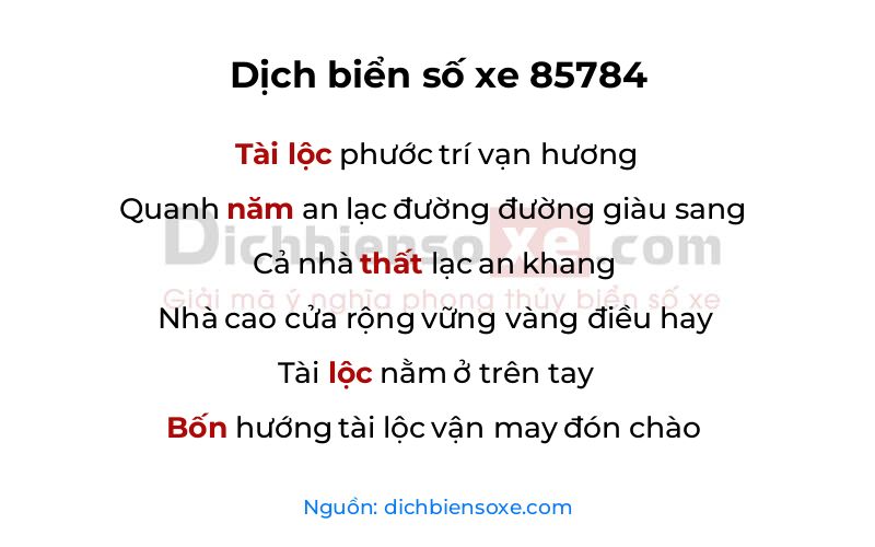 Dịch thơ biển số 85784