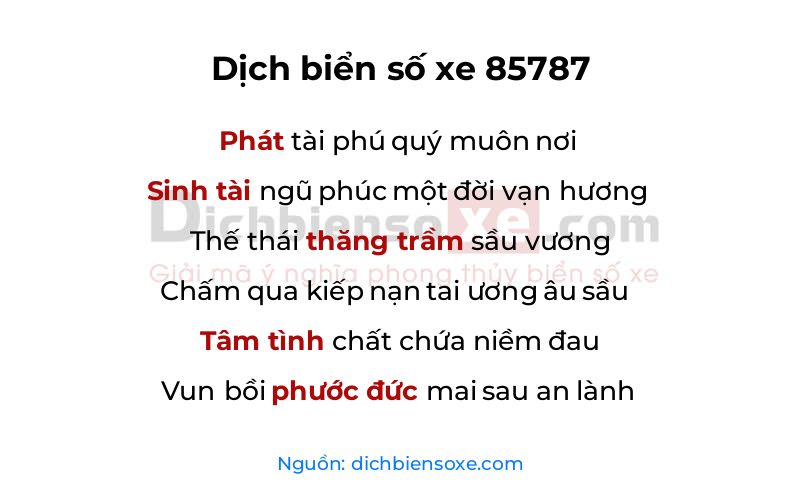 Dịch thơ biển số 85787