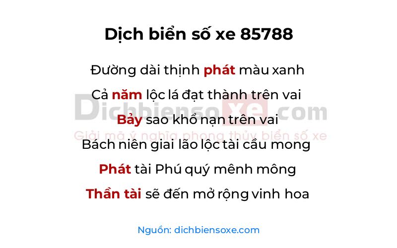 Dịch thơ biển số 85788