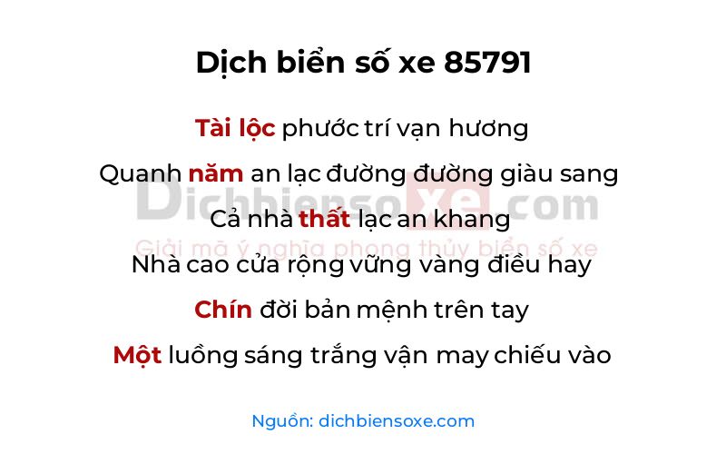 Dịch thơ biển số 85791