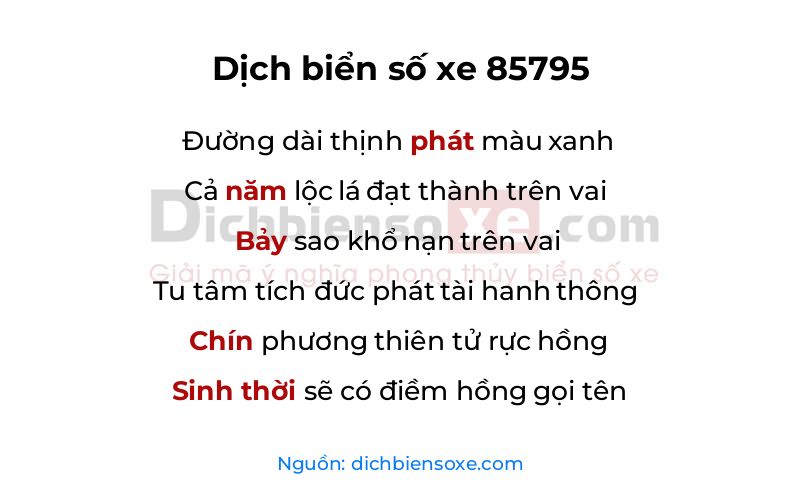 Dịch thơ biển số 85795