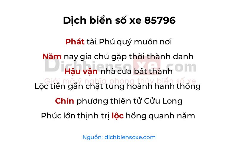 Dịch thơ biển số 85796