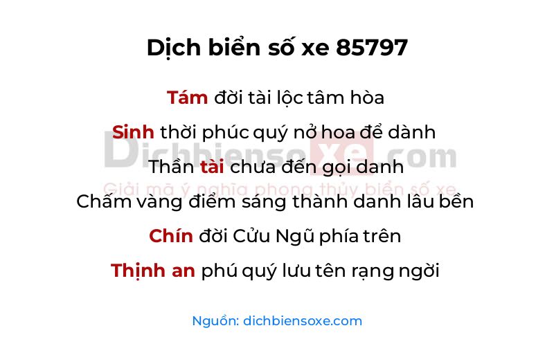 Dịch thơ biển số 85797