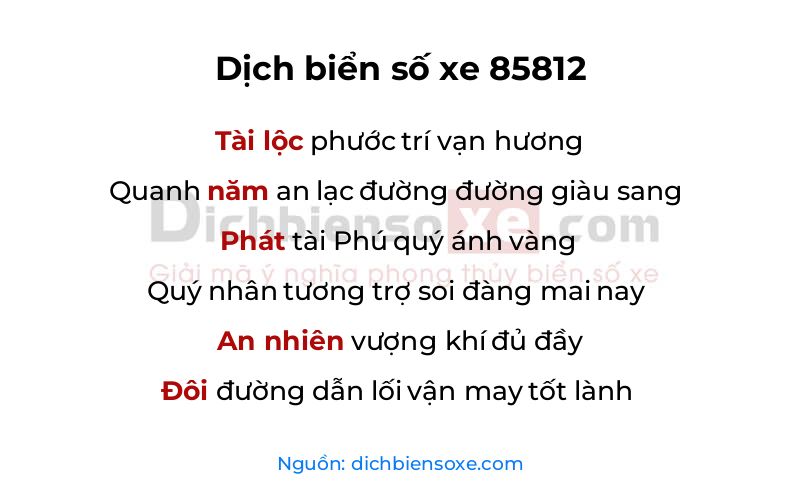 Dịch thơ biển số 85812
