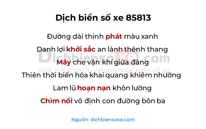 Dịch thơ biển số 85813